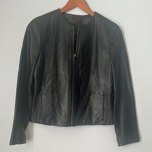 Siena Studio Black Leather Collarless Women's Jacket size MP